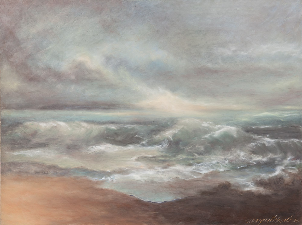 Ruled by the Moon, oil pastel on panel, 18" x 24"